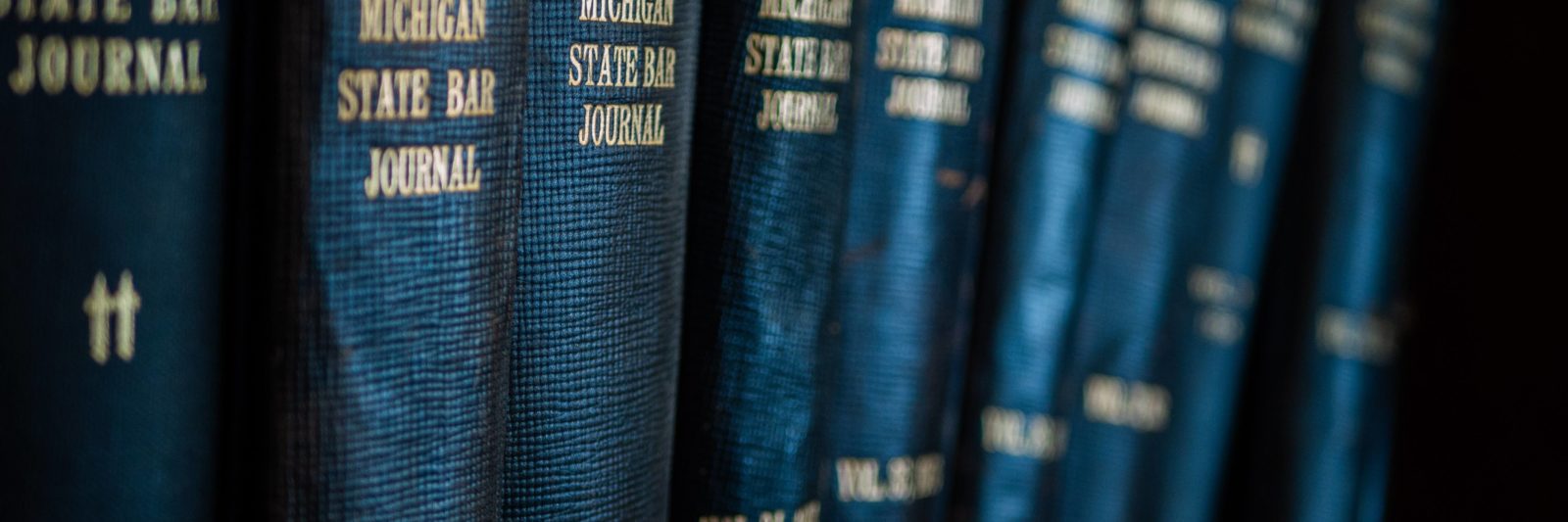 close-up of michigan state law journals